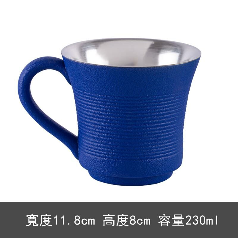 New high-end exquisite latte coffee cup (Klein blue coffee cup-A03-sterling silver liner)
