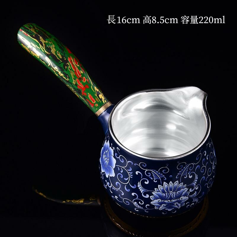 New high-end Japanese-style ceramic fair cup (04 enamel Lan Teng fair cup - green handle)