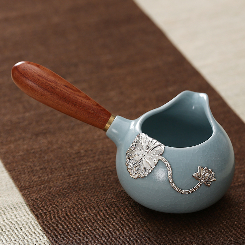New high-end Japanese-style ceramic fair cup (03 Ru kiln round handle side handle fair cup)