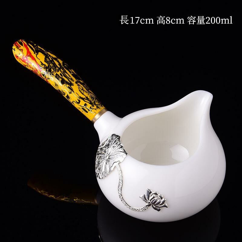 New high-end Japanese-style ceramic fair cup (13 white porcelain perfect fair cup-yellow handle)