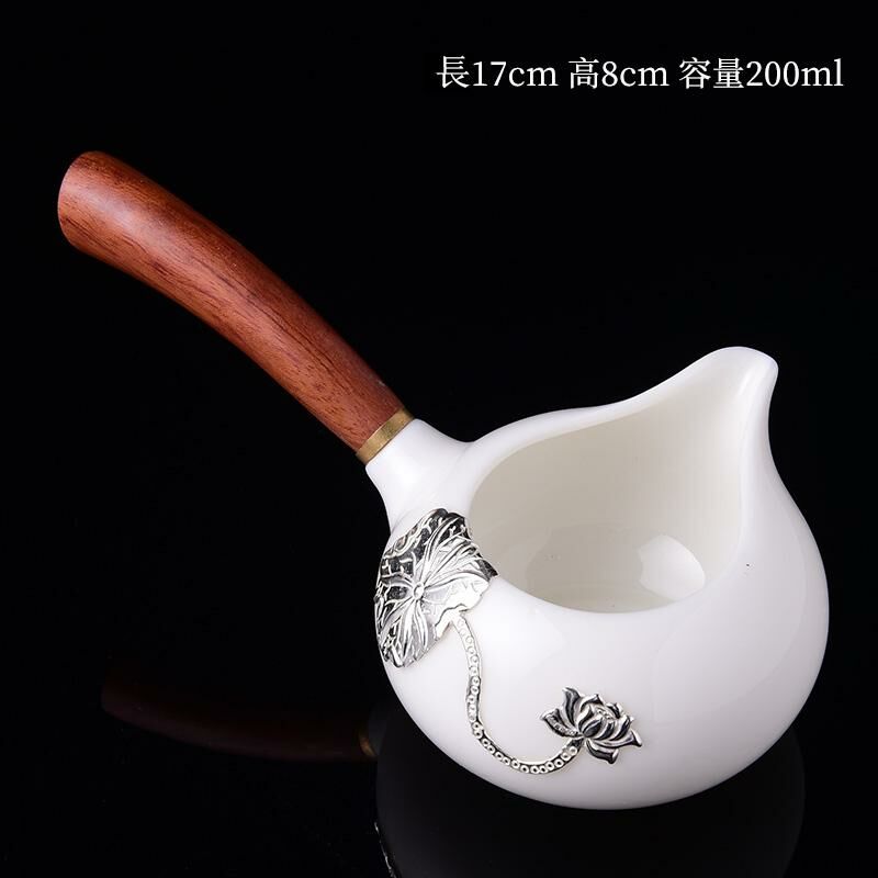 New high-end Japanese-style ceramic fair cup (17 white porcelain perfect fair cup-wooden handle)