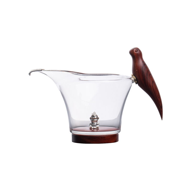 New high-end Japanese-style thickened glass fair (silver mouth A1 fair cup with silver monkey 250 ml)