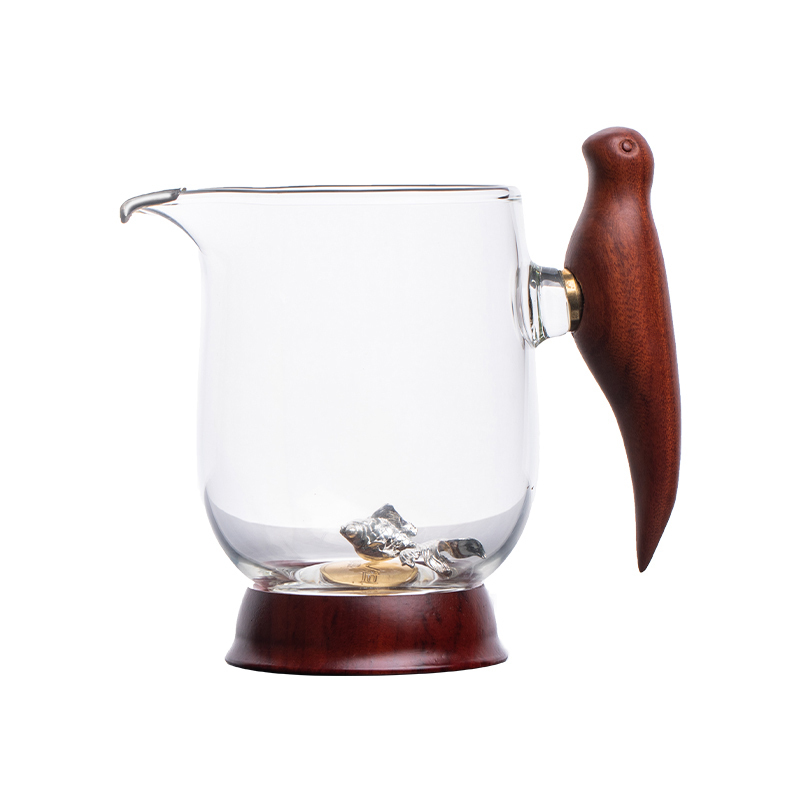 New high-end Japanese-style thickened glass fair (silver mouth B2 fair cup with silver goldfish 250 ml)