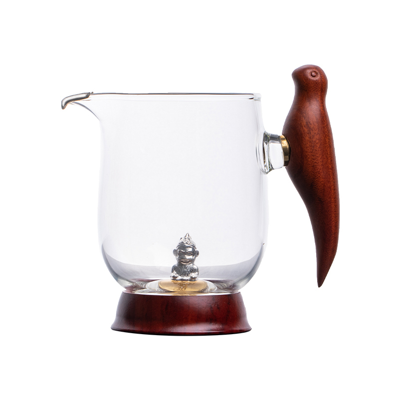New high-end Japanese-style thickened glass fair (silver mouth B2 fair cup with silver monkey 250 ml)