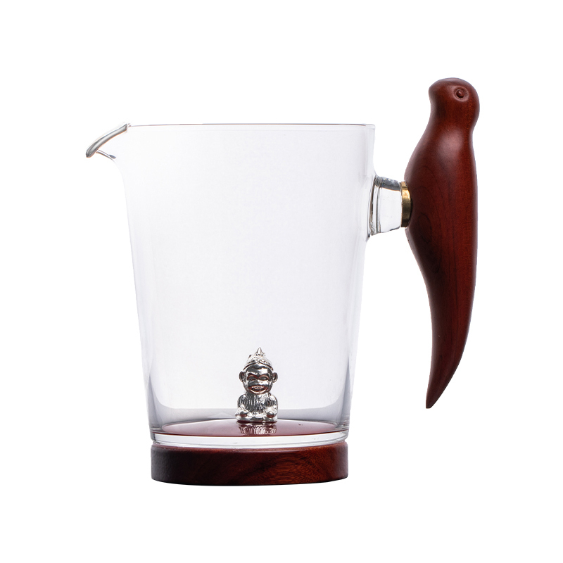 New high-end Japanese-style thickened glass fair (silver mouth C3 fair cup with silver monkey 250 ml)