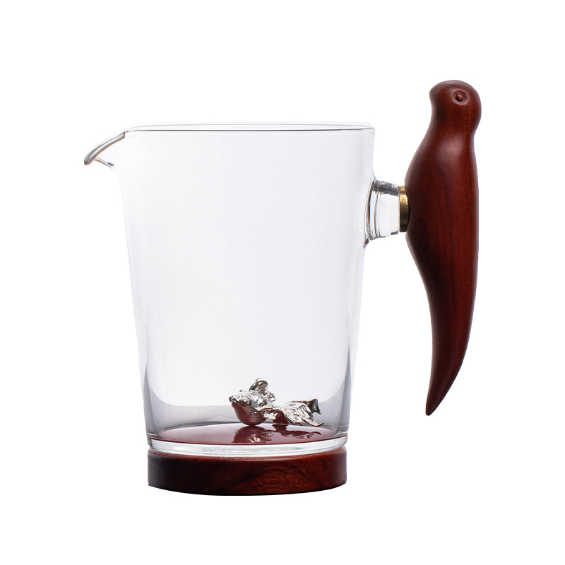 New high-end Japanese-style thickened glass fair (silver mouth C3 fair cup with silver goldfish 250 ml)