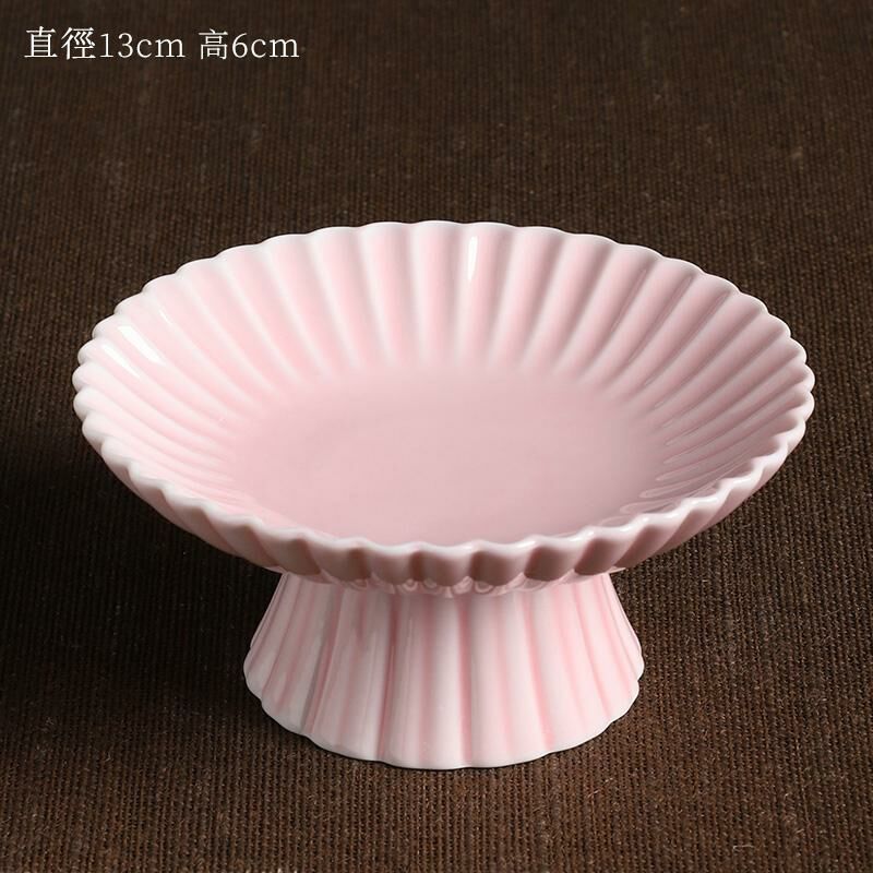 新款高檔陶瓷果盤 點心盤貢盤(02粉色百花果盤（一體式）)