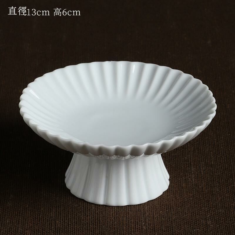 新款高檔陶瓷果盤 點心盤貢盤(03白色百花果盤（一體式）)