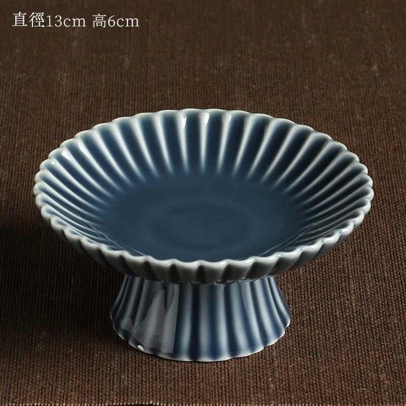 新款高檔陶瓷果盤 點心盤貢盤(01霽藍百花果盤（一體式）)