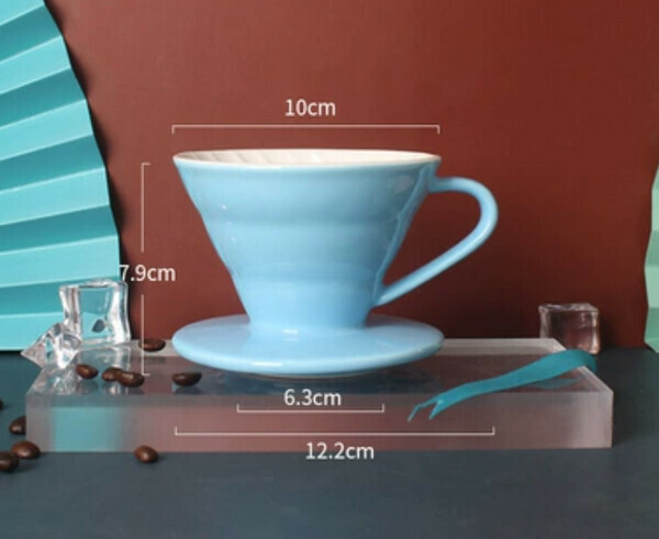 New ceramic hand brewed two-color coffee filter cup-V01 two-color filter cup-clear sky blue