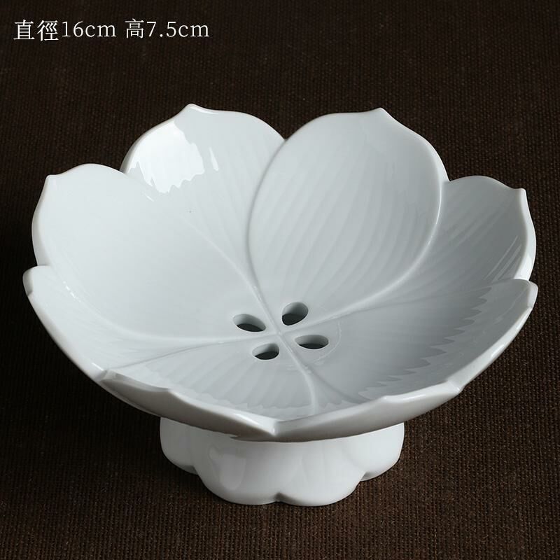 新款高檔陶瓷果盤 點心盤貢盤(05白色蓮花果盤（分離式）)