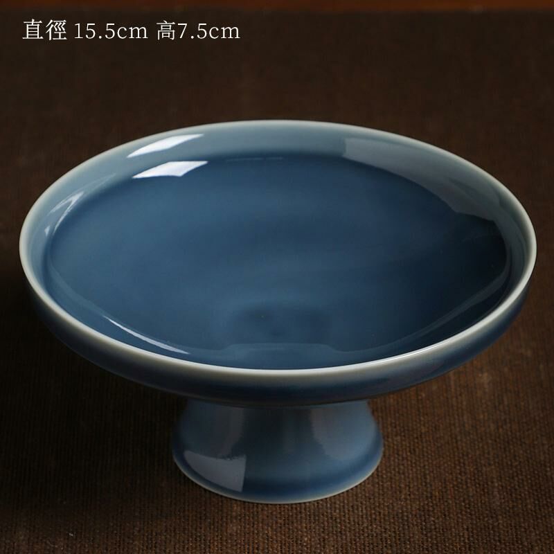 新款高檔陶瓷果盤 點心盤貢盤(11霽藍寬口果盤)