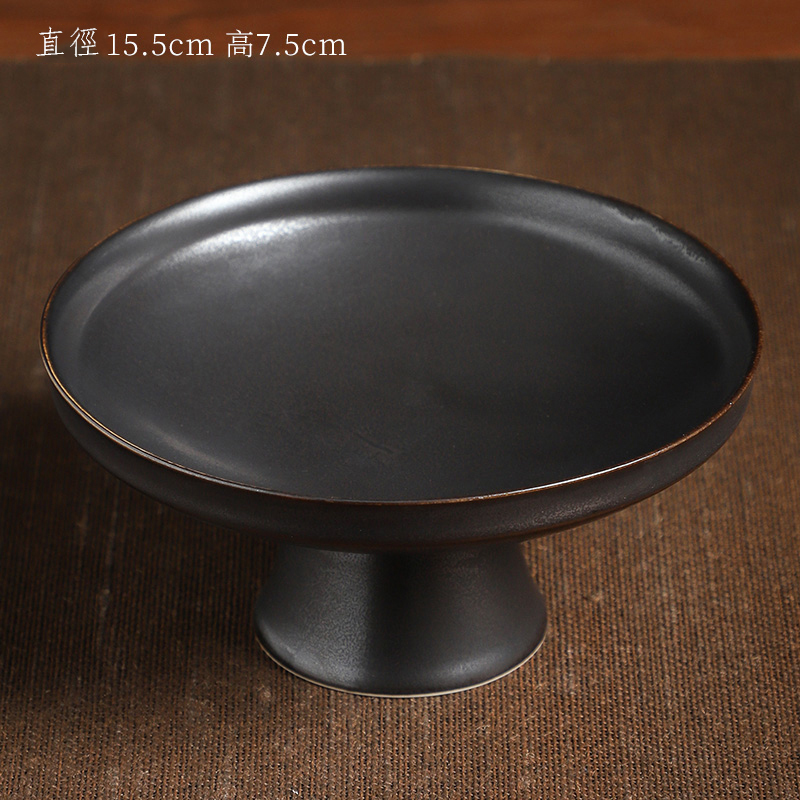 新款高檔陶瓷果盤 點心盤貢盤(14黑色寬口果盤)