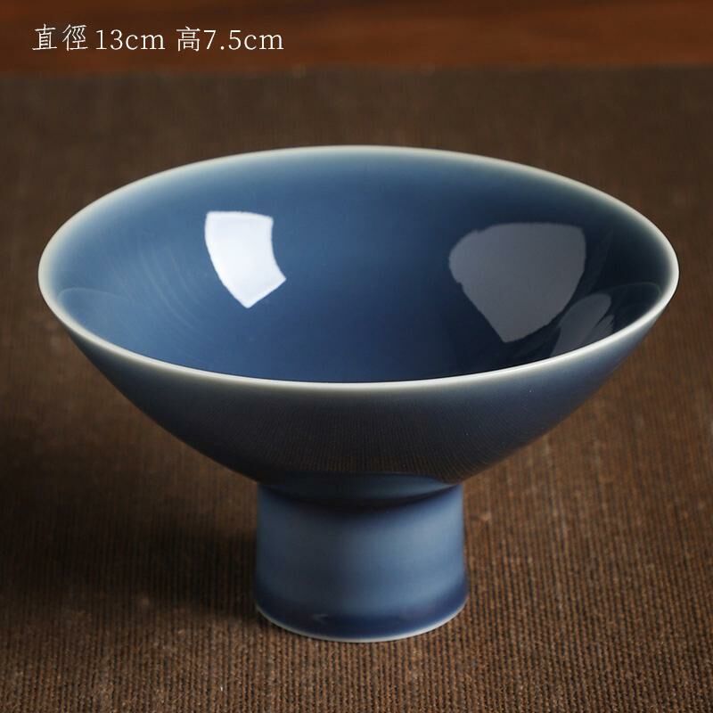 新款高檔陶瓷果盤 點心盤貢盤(15霽藍尖腳果盤)