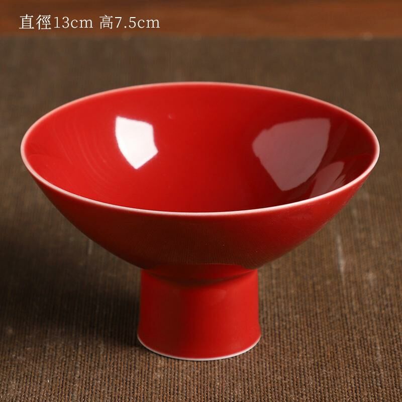新款高檔陶瓷果盤 點心盤貢盤(17紅色尖腳果盤)