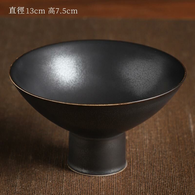 新款高檔陶瓷果盤 點心盤貢盤(16黑色尖腳果盤)