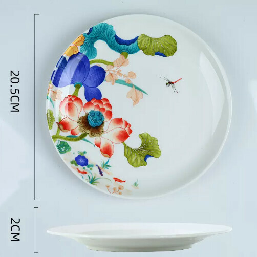 Popular ceramic Chinese plate (8-inch shallow plate)