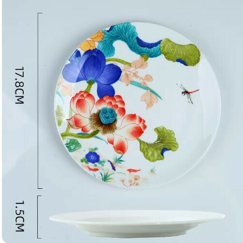 Popular ceramic Chinese plate (7-inch shallow plate)