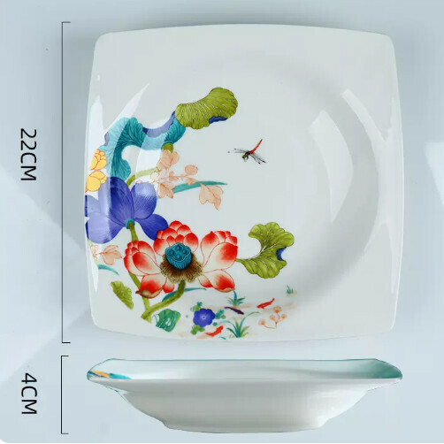 Popular ceramic Chinese plate (8-inch Tianyuan deep plate)