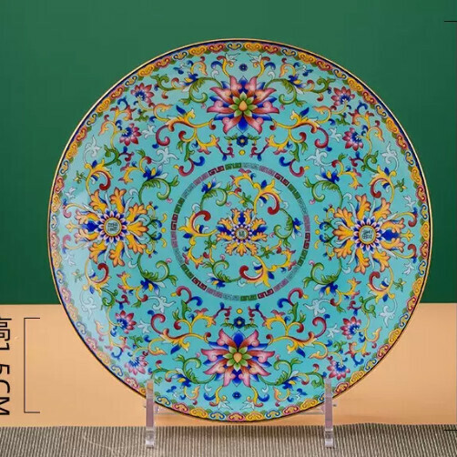 Popular ceramic gold-rimmed plate (6-inch bone plate [gold-rimmed Xizi blue], diameter about 15 cm)