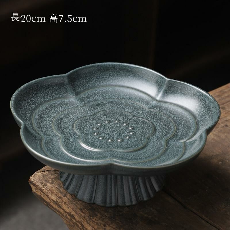 爆款中式茶室高腳盤 點心盤貢盤(窯變荷花果盤-大號)