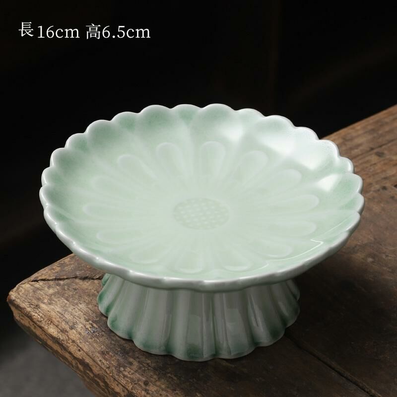 爆款中式茶室高腳盤 點心盤貢盤(青瓷蓮花果盤-小號)