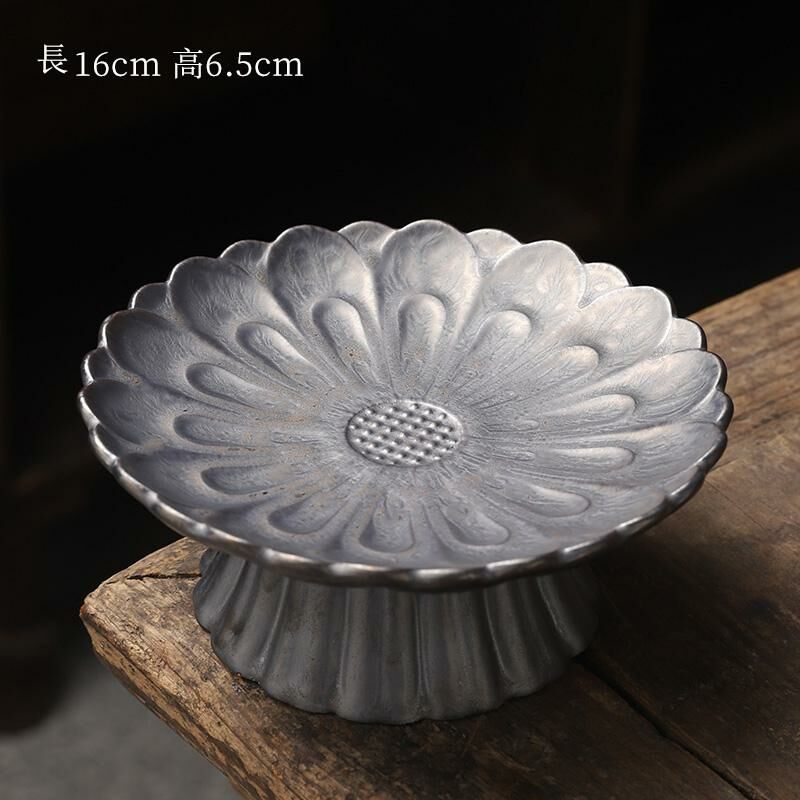 爆款中式茶室高腳盤 點心盤貢盤(鐵鏽蓮花果盤-小號)