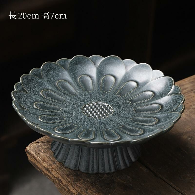 熱推中式茶室高腳盤 點心盤貢盤(窯變蓮花果盤-大號)