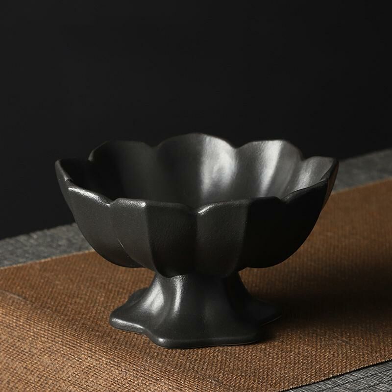 熱推中式茶室高腳盤 點心盤貢盤(蓮花果盤【黑色小號】)