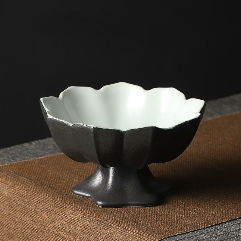 熱推中式茶室高腳盤 點心盤貢盤(蓮花果盤【黑白小號】)