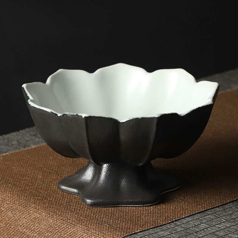 熱推中式茶室高腳盤 點心盤貢盤(蓮花果盤【黑白大號】)