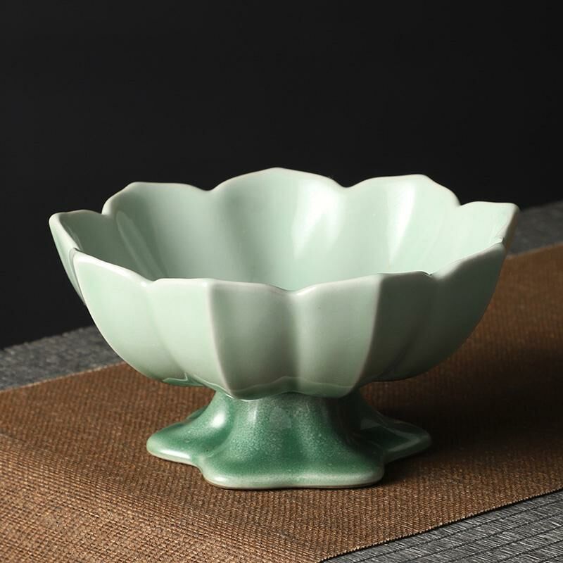 熱推中式茶室高腳盤 點心盤貢盤(蓮花果盤【青瓷大號】)