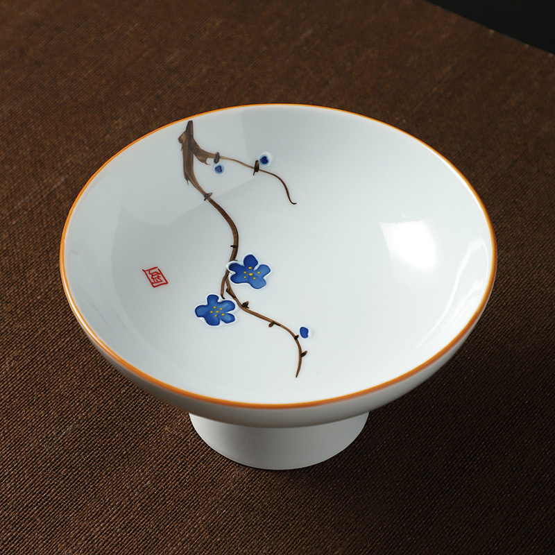 熱推中式茶室高腳盤 點心盤貢盤(手繪果盤-梅花)