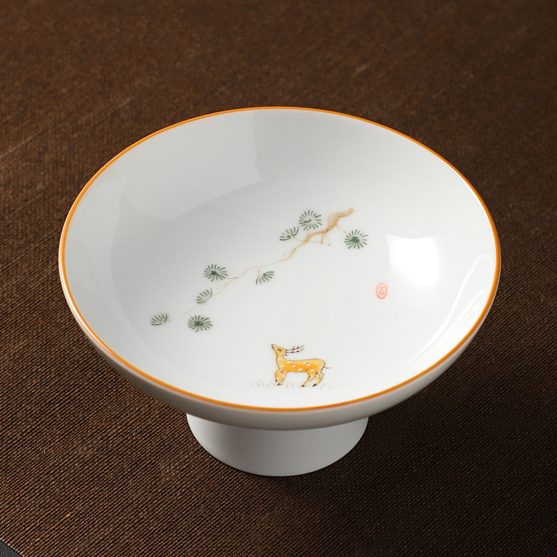 熱推中式茶室高腳盤 點心盤貢盤(手繪果盤-小鹿)