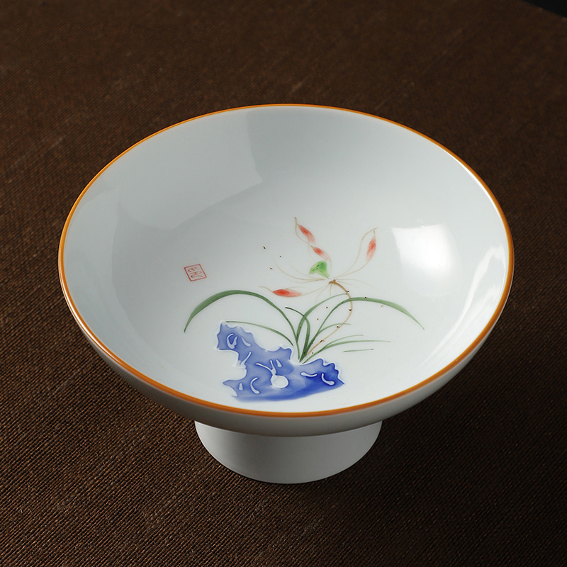 熱推中式茶室高腳盤 點心盤貢盤(手繪果盤-蘭花)