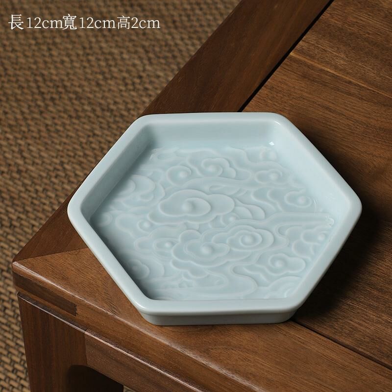 熱推中式茶室陶瓷果盤 點心盤果碟(五角青瓷果碟)