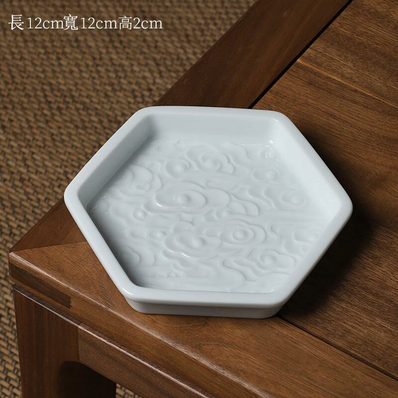 熱推中式茶室陶瓷果盤 點心盤果碟(五角白色果碟)