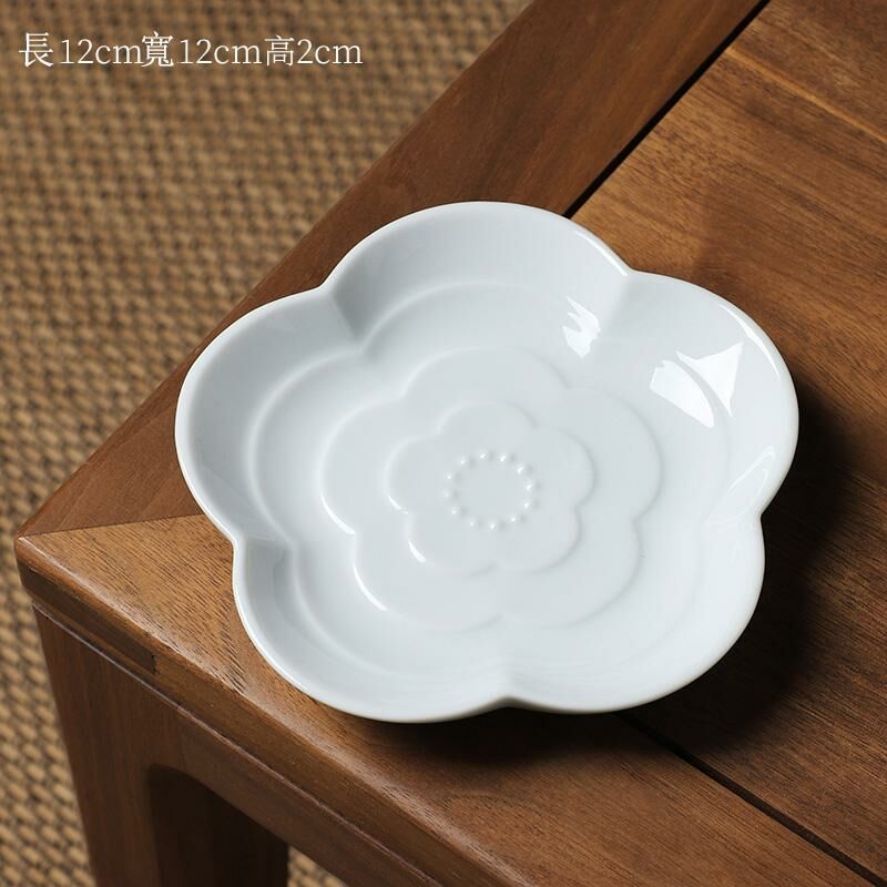 熱推中式茶室陶瓷果盤 點心盤果碟(花型白色果碟)