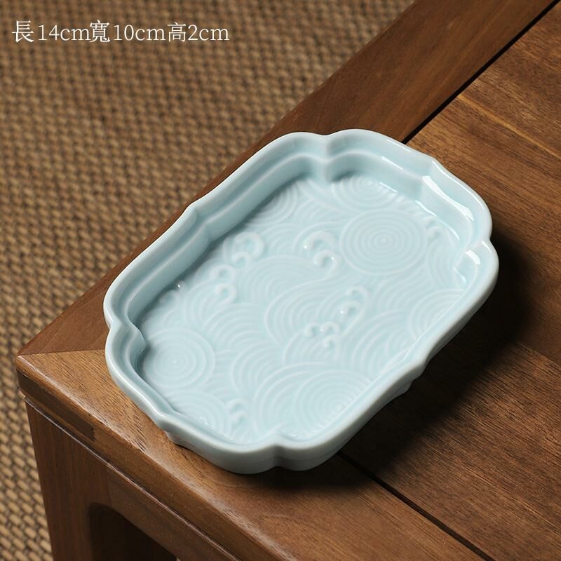 熱推中式茶室陶瓷果盤 點心盤果碟(長方青瓷果碟)