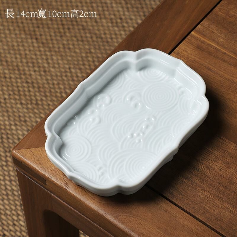 熱推中式茶室陶瓷果盤 點心盤果碟(長方白色果碟)