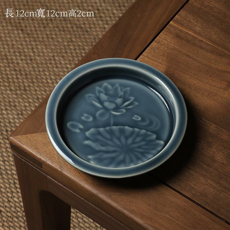 熱推中式茶室陶瓷果盤 點心盤果碟(圓形藍色果碟)