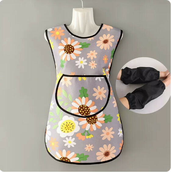 Hot recommendation sleeveless waistcoat apron [environmentally friendly coated waterproof vest sunny gray + sleeves] [Specification: 50*75CM]