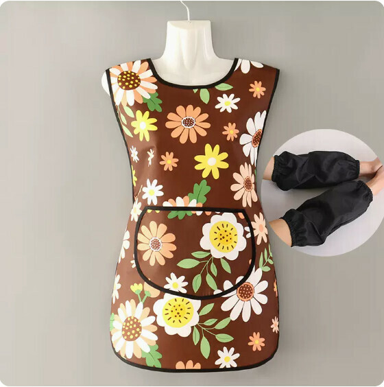 Popular Sleeveless Waistcoat Apron [Environmentally Friendly Coated Waterproof Vest + Sleeves] [Specification: 50*75CM]