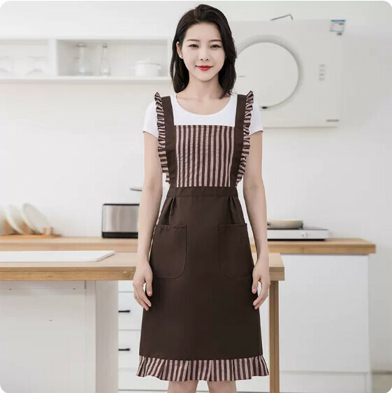 Hot recommended apron [156 solid color skirt princess apron coffee color] [Specification: 67*98CM]