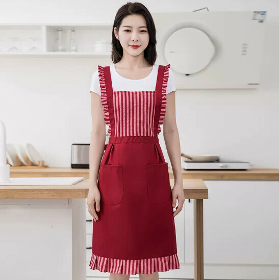 Hot recommended apron [156 solid color skirt princess apron burgundy] [Specification: 67*98CM]