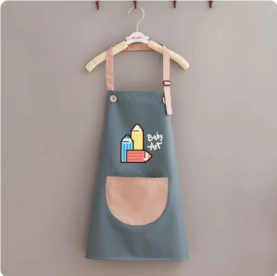 Popular children's apron [Children's Waterproof Color Pencil Blue and Pink Large Size] [Specification: 60*45CM]