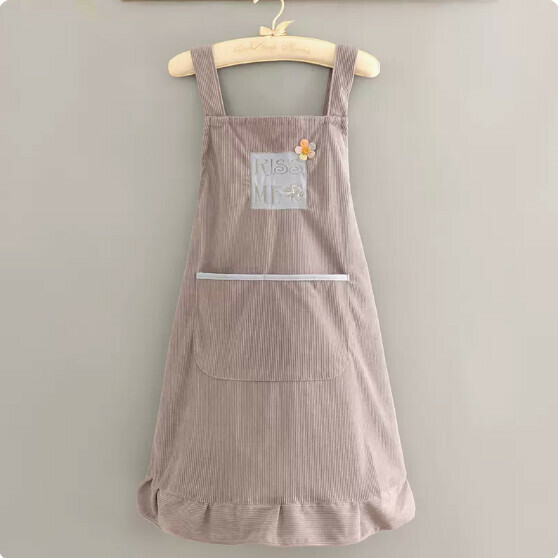 Hot recommended cute apron [KISS corduroy double layer strap gray] [Specification: 70*90CM]