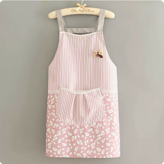 Hot recommended small fresh apron [waterproof coated bean sprout strap pink] [specification: 70*94CM]