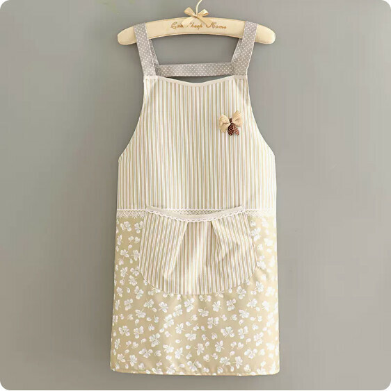 Hot recommended small fresh apron [waterproof coated bean sprout strap light coffee] [specification: 70*94CM]