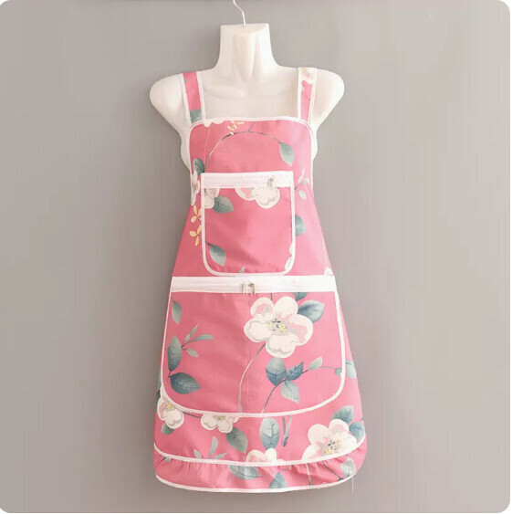 Hotly recommended Western-style apron [canvas double zipper skirt narcissus pink] [Specification: 68*93CM]